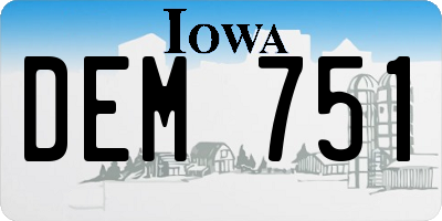 IA license plate DEM751