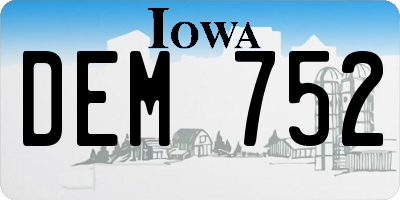 IA license plate DEM752