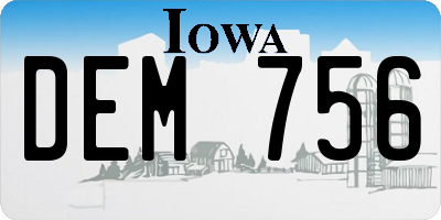 IA license plate DEM756
