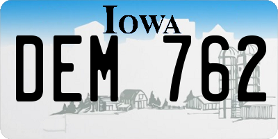 IA license plate DEM762