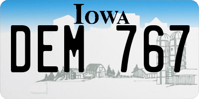 IA license plate DEM767