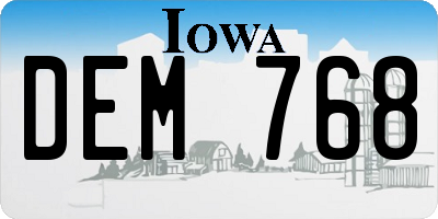 IA license plate DEM768
