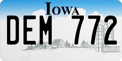 IA license plate DEM772