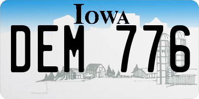 IA license plate DEM776