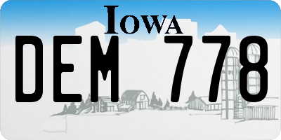 IA license plate DEM778