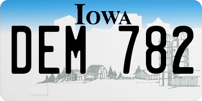 IA license plate DEM782
