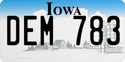 IA license plate DEM783