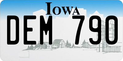 IA license plate DEM790