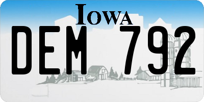 IA license plate DEM792