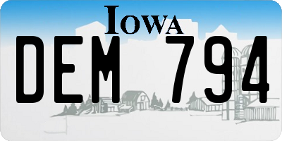 IA license plate DEM794