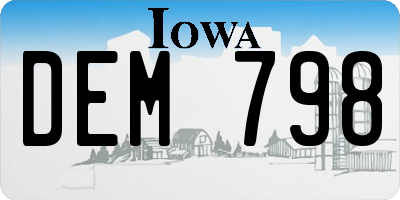 IA license plate DEM798