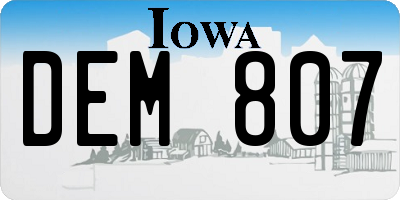 IA license plate DEM807