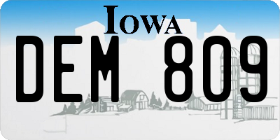 IA license plate DEM809