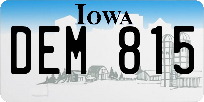 IA license plate DEM815