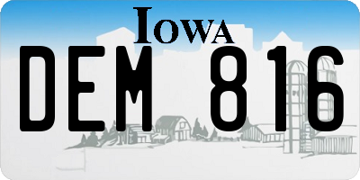 IA license plate DEM816