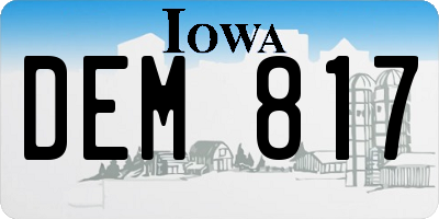 IA license plate DEM817