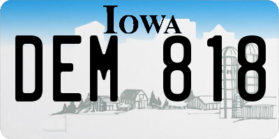 IA license plate DEM818