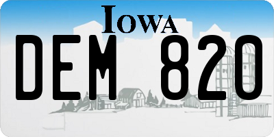 IA license plate DEM820