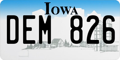 IA license plate DEM826