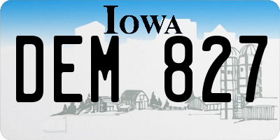 IA license plate DEM827