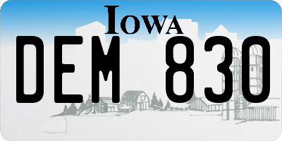 IA license plate DEM830
