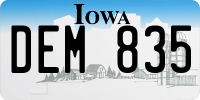 IA license plate DEM835