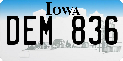 IA license plate DEM836