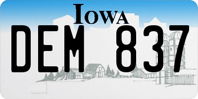 IA license plate DEM837