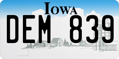 IA license plate DEM839