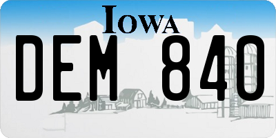 IA license plate DEM840