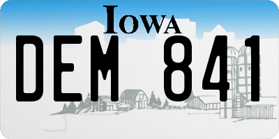 IA license plate DEM841