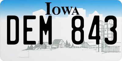 IA license plate DEM843