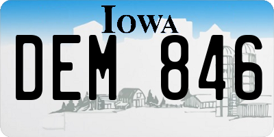 IA license plate DEM846