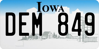 IA license plate DEM849