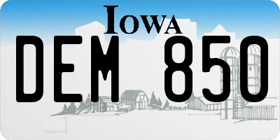 IA license plate DEM850