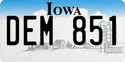 IA license plate DEM851