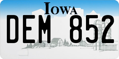 IA license plate DEM852