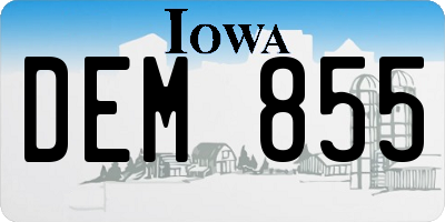 IA license plate DEM855