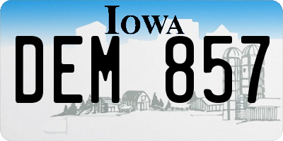 IA license plate DEM857