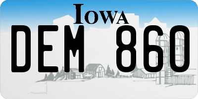 IA license plate DEM860