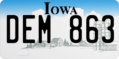 IA license plate DEM863