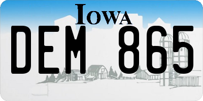 IA license plate DEM865