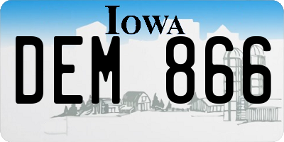 IA license plate DEM866