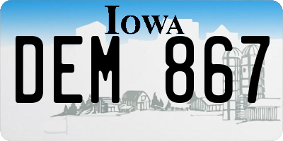IA license plate DEM867
