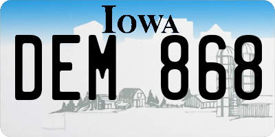 IA license plate DEM868
