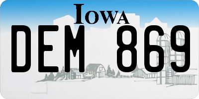 IA license plate DEM869
