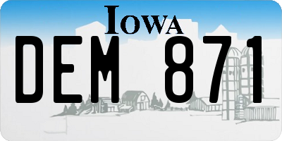 IA license plate DEM871