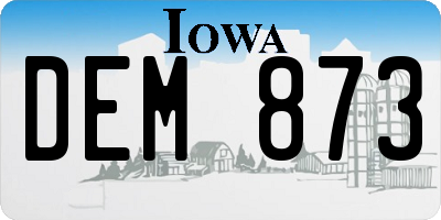 IA license plate DEM873