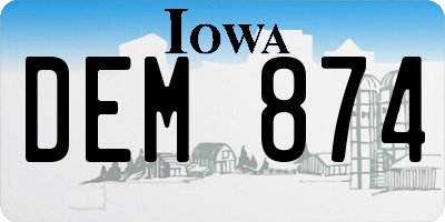 IA license plate DEM874
