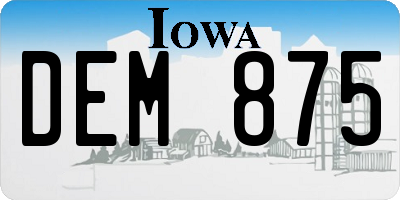 IA license plate DEM875